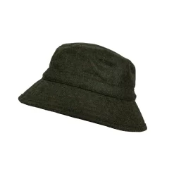 Men’s Abraham Moon Plain Tweed Bucket Hat -Fashion Accessories Shop 1 3005 Olive