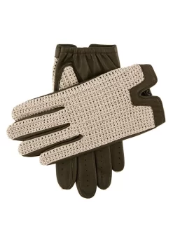 Men's Heritage Crochet-Back Leather Driving Gloves -Fashion Accessories Shop 15 1003 Hunter
