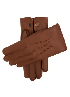 Men's Heritage Three-Point Cashmere-Lined Deerskin Leather Gloves -Fashion Accessories Shop 15 1011 Havana