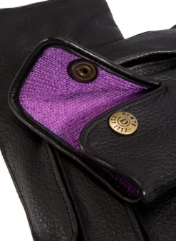 Men's Heritage Three-Point Cashmere-Lined Deerskin Leather Gloves -Fashion Accessories Shop 15 1011 black 2