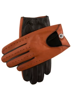 Men's Heritage Two-Colour Leather Driving Gloves -Fashion Accessories Shop 15 1094 Black Highway Tan