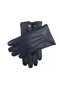 Men’s Heritage Touchscreen Three-Point Fur-Lined Leather Gloves -Fashion Accessories Shop 15 1134 Navy