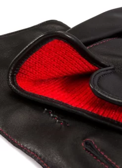 Men's Heritage Three-Point Cashmere-Lined Leather Gloves With Colour Contrast Stitching -Fashion Accessories Shop 15 1518 black 5