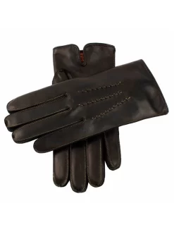 Men's Heritage Three-Point Cashmere-Lined Leather Gloves With Colour Contrast Stitching -Fashion Accessories Shop 15 1518BlackApple