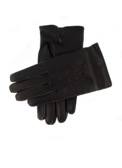 Men's Heritage Three-Point Cashmere-Lined Leather Gloves With Colour Contrast Stitching -Fashion Accessories Shop 15 1518BlackYellowYellow