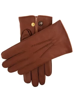 Men's Heritage Three-Point Fur-Lined Deerskin Leather Gloves -Fashion Accessories Shop 15 1544 Havana