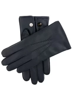 Men's Heritage Three-Point Fur-Lined Deerskin Leather Gloves -Fashion Accessories Shop 15 1544 Navy