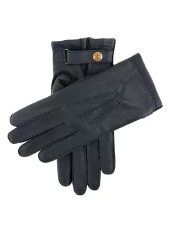 Men's Heritage Handsewn Three-Point Cashmere-Lined Deerskin Leather Gloves -Fashion Accessories Shop 15 1550 Navy