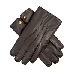Men's Heritage Three-Point Fur-Lined Leather Gloves -Fashion Accessories Shop 15 1590 Brown Beige