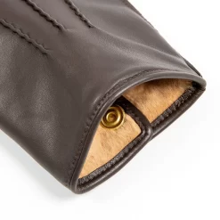 Men's Heritage Three-Point Fur-Lined Leather Gloves -Fashion Accessories Shop 15 1590 Brown Beige 8