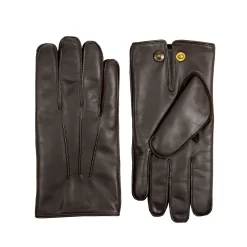 Men's Heritage Three-Point Fur-Lined Leather Gloves -Fashion Accessories Shop 15 1590 Brown Grey 1