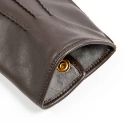 Men's Heritage Three-Point Fur-Lined Leather Gloves -Fashion Accessories Shop 15 1590 Brown Grey 8