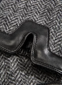 Men's Heritage Cashmere-Lined Abraham Moon Herringbone Tweed And Leather Gloves -Fashion Accessories Shop 15 1636 black 1 0d7b8ff4 703e 4f31 94c4 dfdf39b871f9