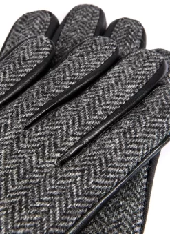 Men's Heritage Cashmere-Lined Abraham Moon Herringbone Tweed And Leather Gloves -Fashion Accessories Shop 15 1636 black 3 08c2bf73 ad85 4f5a a54f 56748d68bc3f