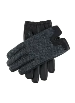 Men's Heritage Cashmere-Lined Abraham Moon Herringbone Tweed And Leather Gloves