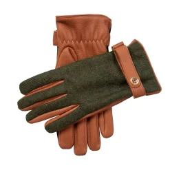 Men’s Heritage Cashmere-Lined Abraham Moon Tweed And Deerskin Leather Gloves -Fashion Accessories Shop 15 1645 Havana Olive Beige