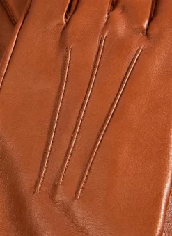 Women's Heritage Three-Point Silk-Lined Leather Gloves -Fashion Accessories Shop 17 1048 cognac 1