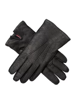 Women's Heritage Handsewn Three-Point Cashmere-Lined Peccary Leather Gloves -Fashion Accessories Shop 17 1069Black
