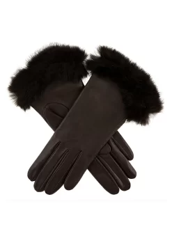 Women's Heritage Silk-Lined Leather Gloves With Fur Cuffs