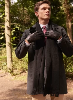 Men's Lambswool Scarf With Tassels -Fashion Accessories Shop 2 2355 Black