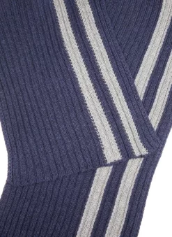 Men's Two-Tone Stripe Knitted Scarf -Fashion Accessories Shop 2 2363 20navy slate