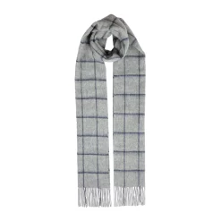Men’s Windowpane Check Lambswool Scarf With Tassels