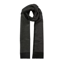Men’s Reversible Dogtooth Scarf With Fringe Ends
