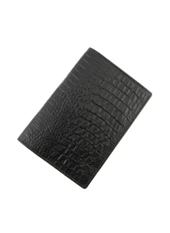 Crocodile Print Leather Passport Holder With RFID Blocking -Fashion Accessories Shop 23 5533Black 2