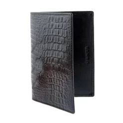 Crocodile Print Leather Passport Holder With RFID Blocking