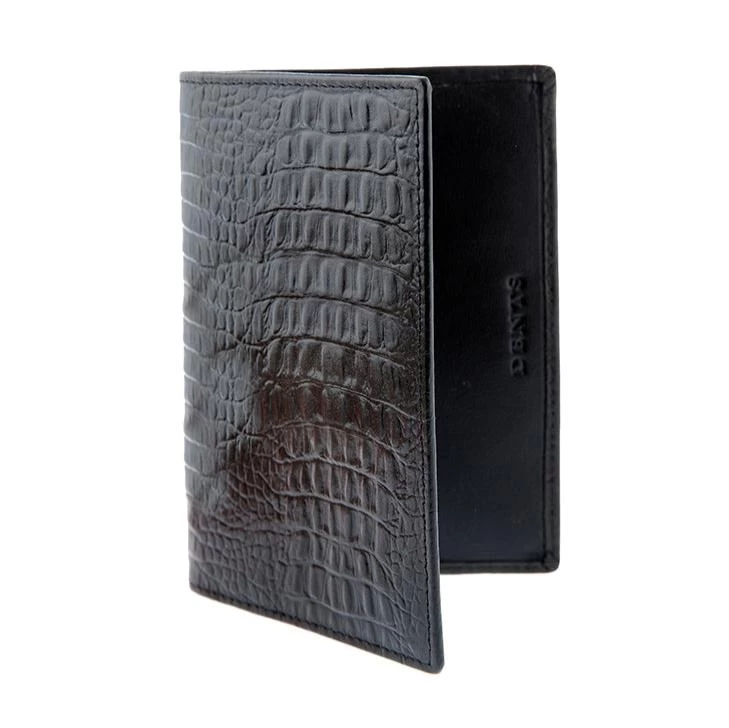 Crocodile Print Leather Passport Holder With RFID Blocking