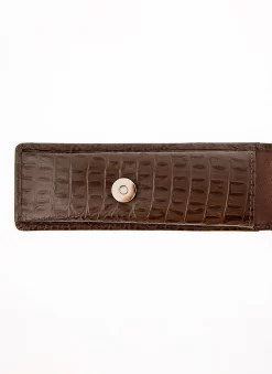 Crocodile Print Leather Pen Case -Fashion Accessories Shop 23 5534Brown 2