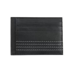 Men's Contrast Stitch Pebble Grain Leather Card Holder With RFID Blocking