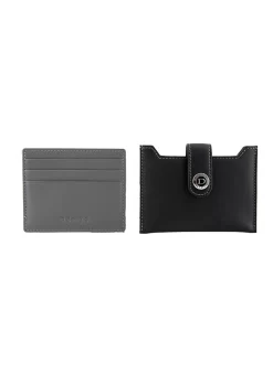 Men's Smooth Nappa Leather Card Holder With RFID Blocking And Case -Fashion Accessories Shop 23 5551 Black Slate 5