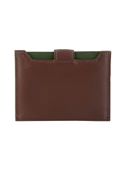 Men's Smooth Nappa Leather Card Holder With RFID Blocking And Case -Fashion Accessories Shop 23 5551 English Tan Olive 3