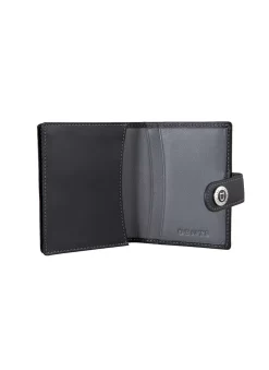 Men's Smooth Nappa Leather Business Card Holder With RFID Blocking And Tab -Fashion Accessories Shop 23 5552 Black Slate 1