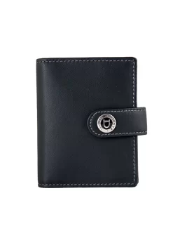 Men's Smooth Nappa Leather Business Card Holder With RFID Blocking And Tab