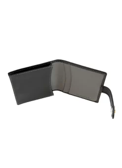 Men's Smooth Nappa Leather Business Card Holder With RFID Blocking And Tab -Fashion Accessories Shop 23 5552 Black Slate 4