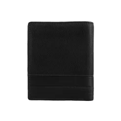 Men's Pebble Grain Leather Bifold Wallet With RFID Blocking And Zipped Pocket -Fashion Accessories Shop 23 5558 Black 2