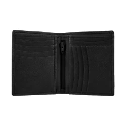 Men's Pebble Grain Leather Bifold Wallet With RFID Blocking And Zipped Pocket -Fashion Accessories Shop 23 5558 Black 3