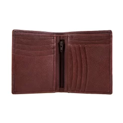 Men's Pebble Grain Leather Bifold Wallet With RFID Blocking And Zipped Pocket -Fashion Accessories Shop 23 5558 Dark Tan 3