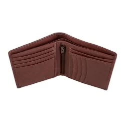 Men's Pebble Grain Leather Bifold Wallet With RFID Blocking And Zipped Pocket -Fashion Accessories Shop 23 5558 Dark Tan 4