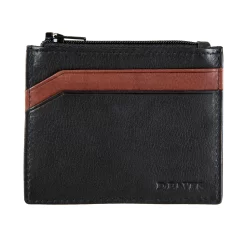 Men's Two-Colour Pebble Grain Leather Card Holder With RFID Blocking And Zipped Pocket -Fashion Accessories Shop 23 5559 Black 1