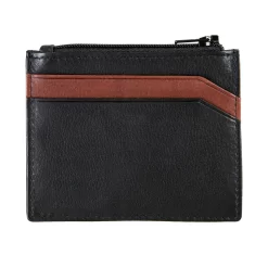 Men's Two-Colour Pebble Grain Leather Card Holder With RFID Blocking And Zipped Pocket -Fashion Accessories Shop 23 5559 Black 2