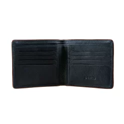Men's Two-Colour Pebble Grain Leather Bifold Wallet With RFID Blocking -Fashion Accessories Shop 23 5560 Black 3