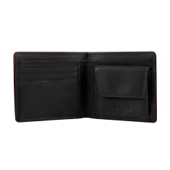 Men's Two-Colour Pebble Grain Leather Bifold Wallet With RFID Blocking And Coin Purse -Fashion Accessories Shop 23 5561 Black 3