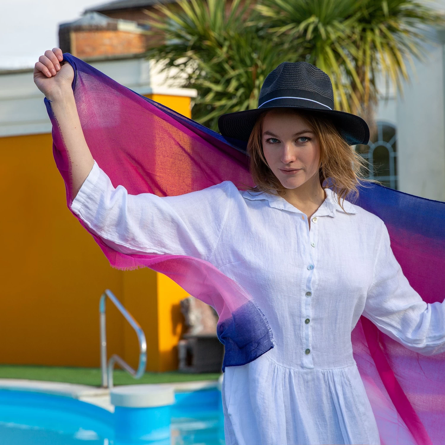 Women’s Straw Fedora Hat With Striped Black Ribbon 5 Women’s Straw Fedora Hat With Striped Black Ribbon - Image 5