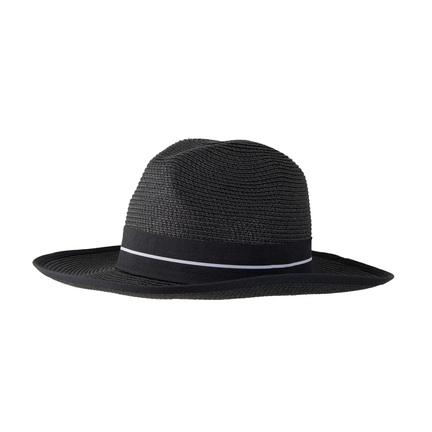 Women’s Straw Fedora Hat With Striped Black Ribbon 4 Women’s Straw Fedora Hat With Striped Black Ribbon - Image 4
