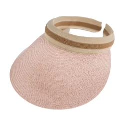Women's Straw Sun Visor With Ribbon Band