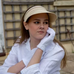 Women's Straw Sun Visor With Ribbon Band -Fashion Accessories Shop 3 1365Natural 6 2043 2