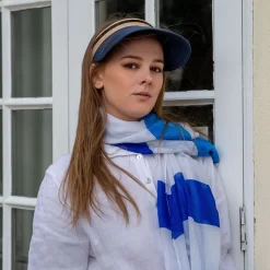 Women's Straw Sun Visor With Ribbon Band -Fashion Accessories Shop 3 1365Navy 4 2649PaleBlue